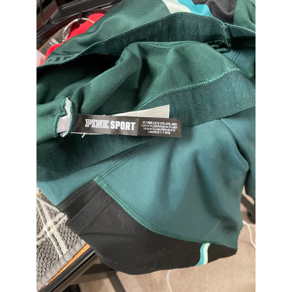 Women's Set PINK Green & Black Sports Bra M & Leggings XS - Picture 4 of 4